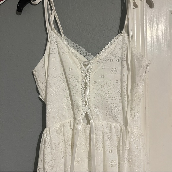 Dark in Love white eyelet high low midi dress w cross charm - Picture 2 of 6